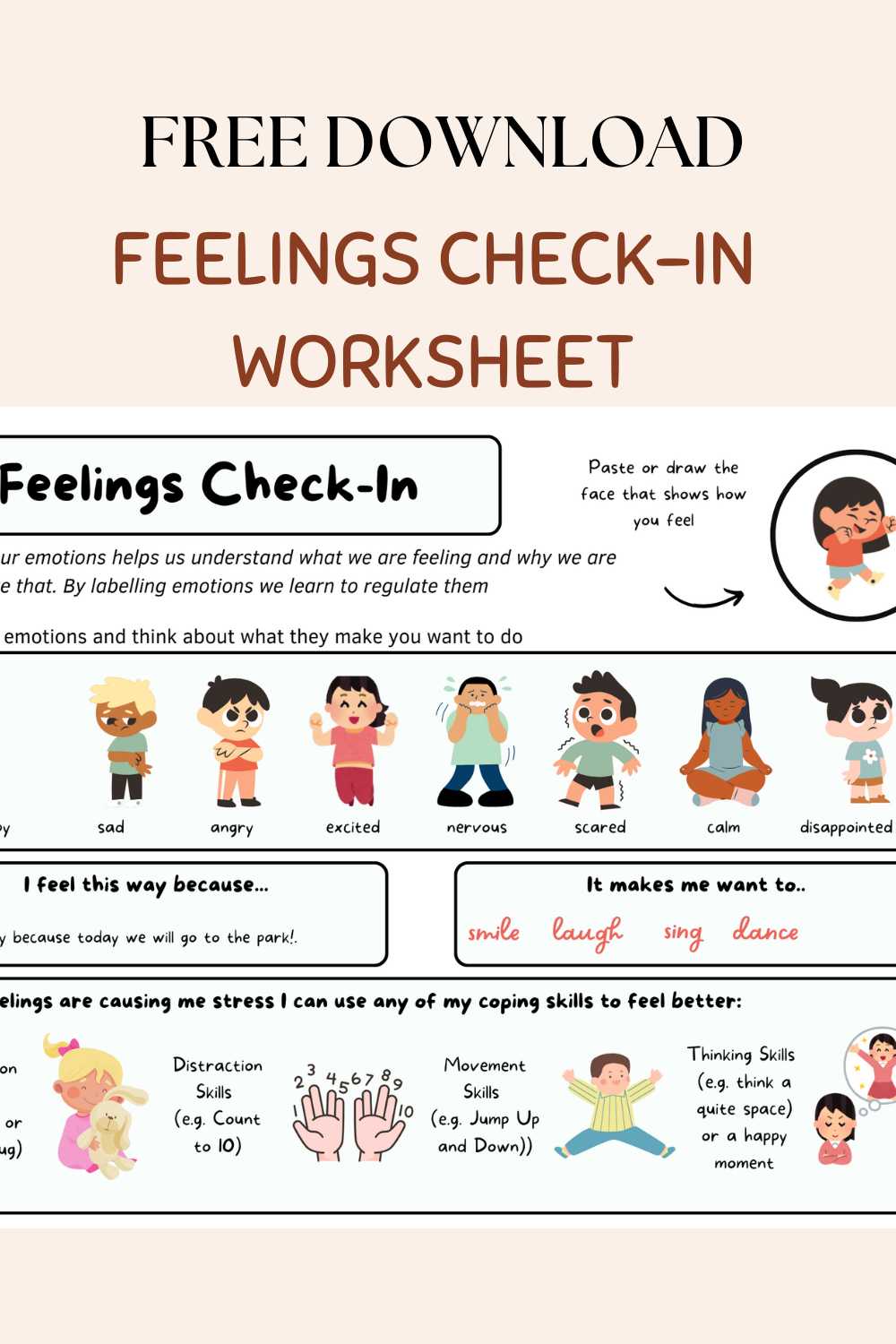 feelings check-in worksheet free printable