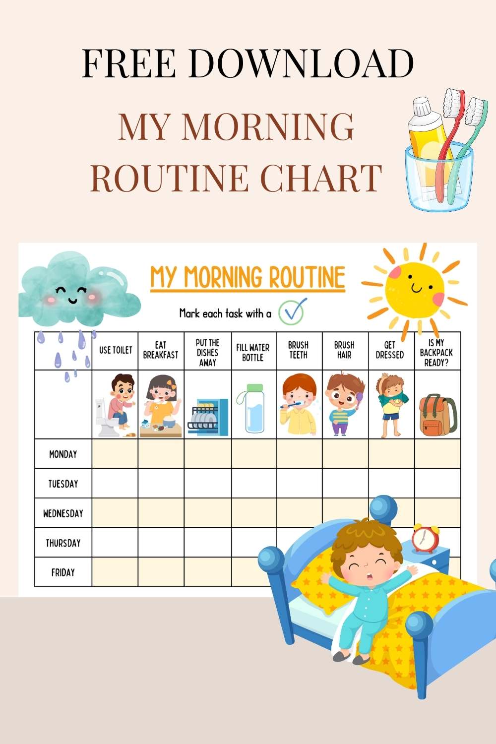 MY MORNING ROUTINE CHART FREE PRINTABLE