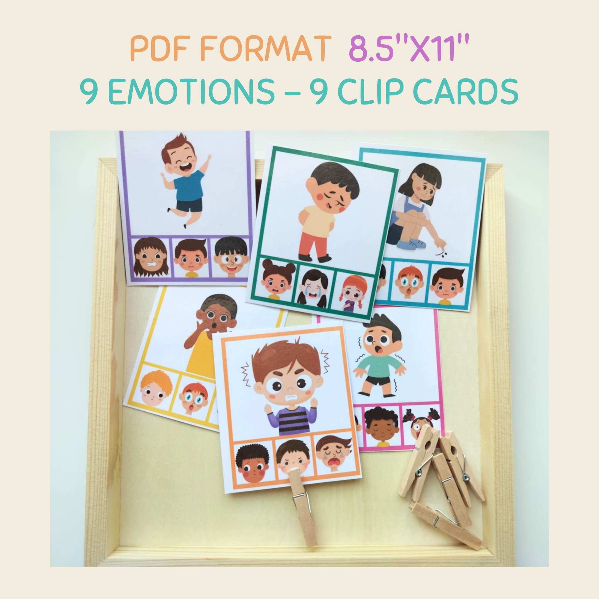 emotions clip printable cards
