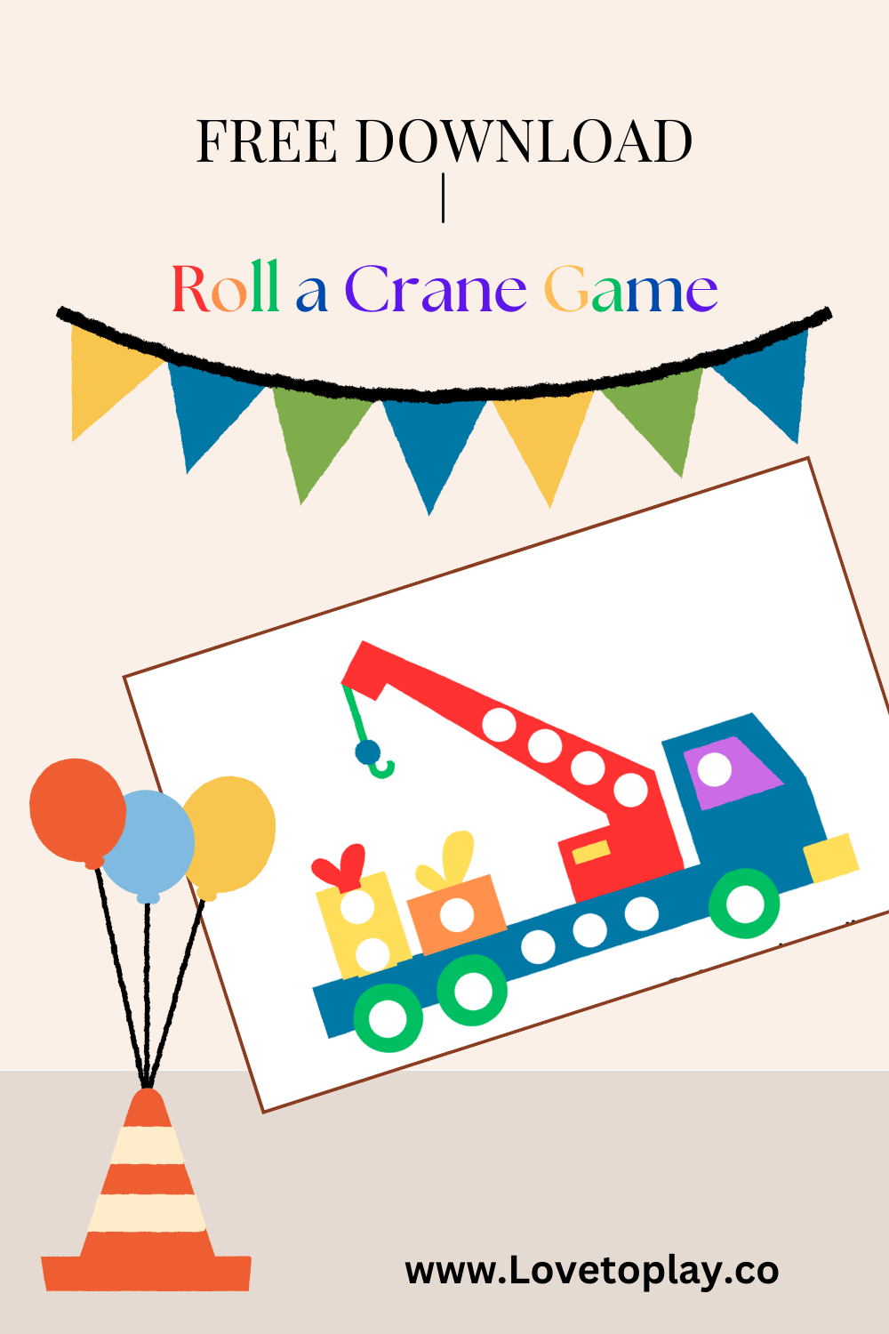 roll a crane board free printable game