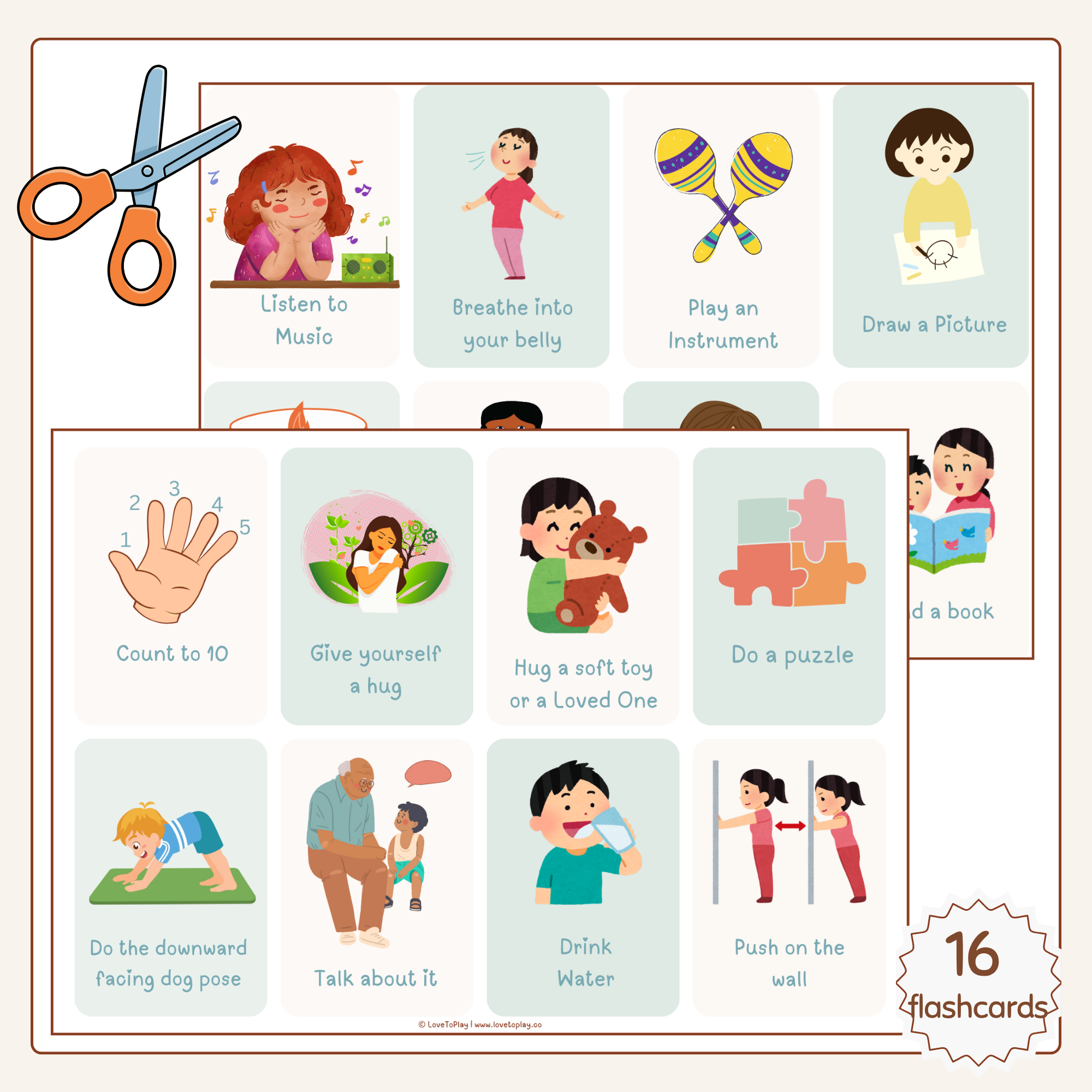 calm strategies kids flashcards