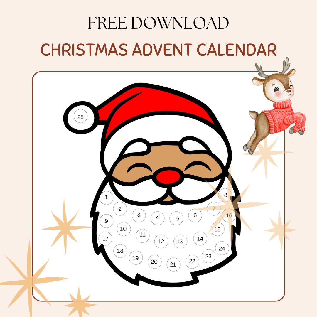 santa advent calendar free printable