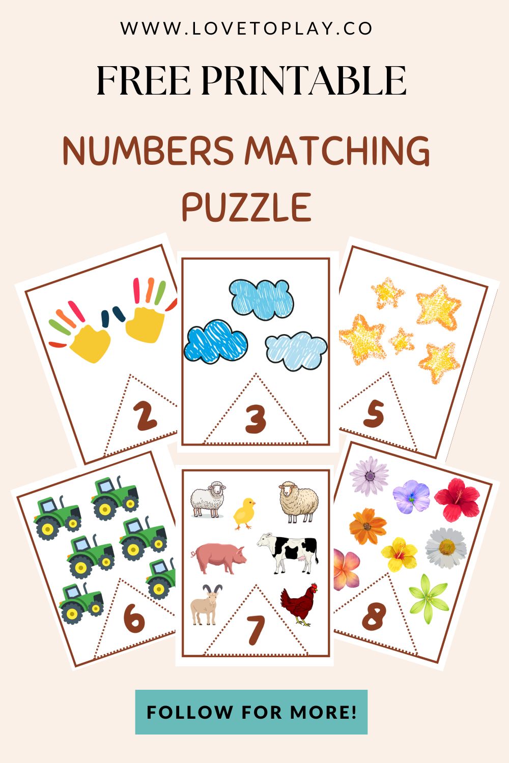 Free Numbers Matching Puzzle 1-10