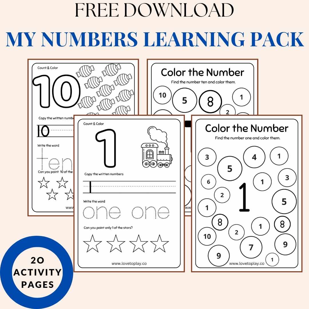 numbers activity book free printable
