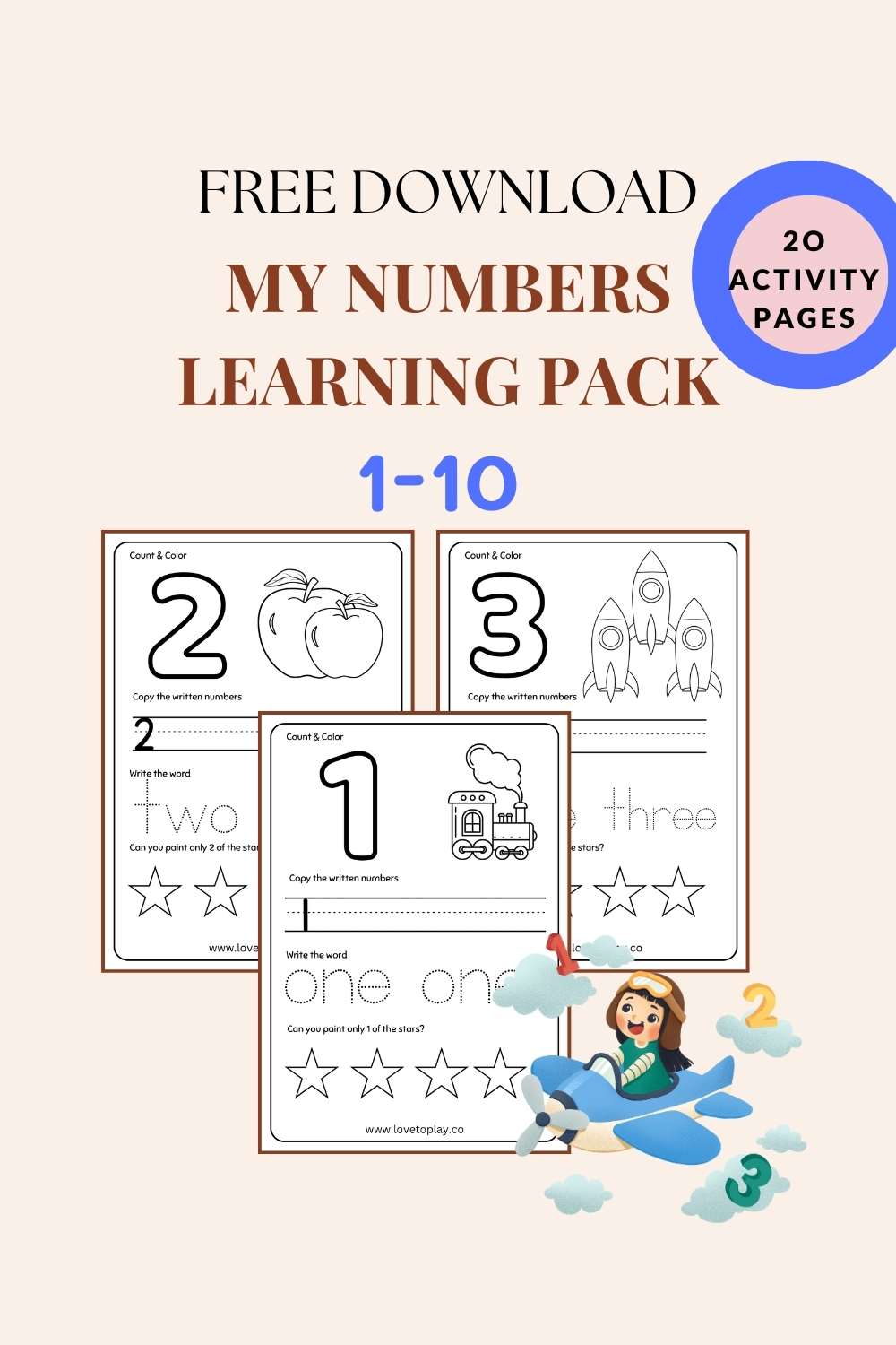 numbers activity book free printable