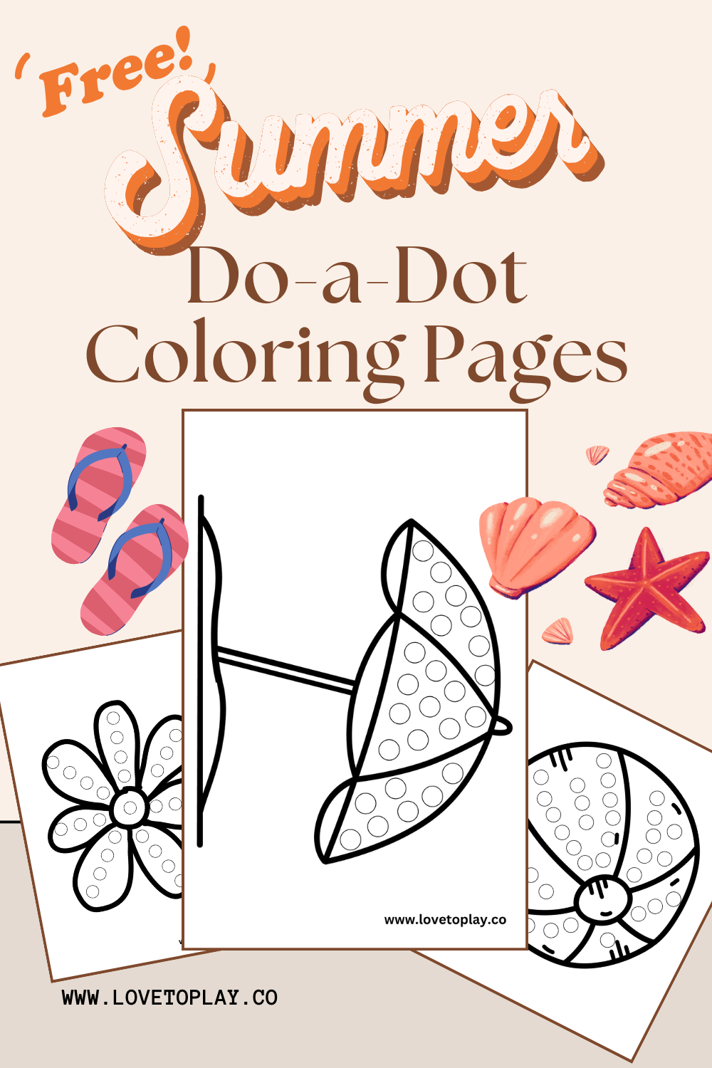 Summer Do a Dot Dot marker Coloring Pages