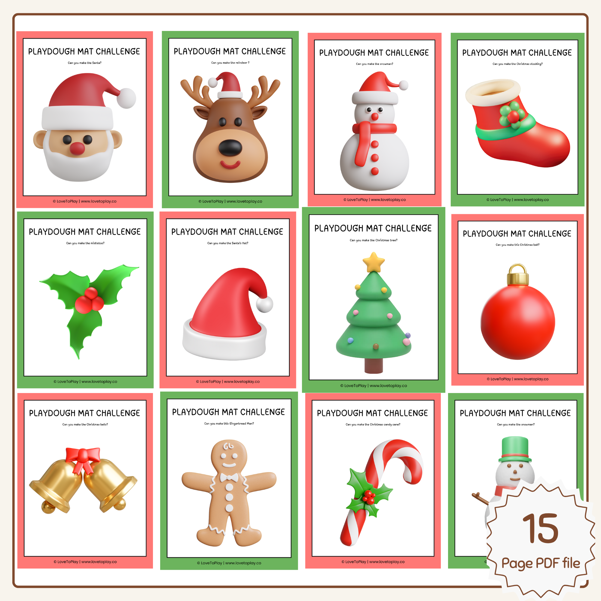 PRINTABLE CHRISTMAS PLAY DOUGH MATS