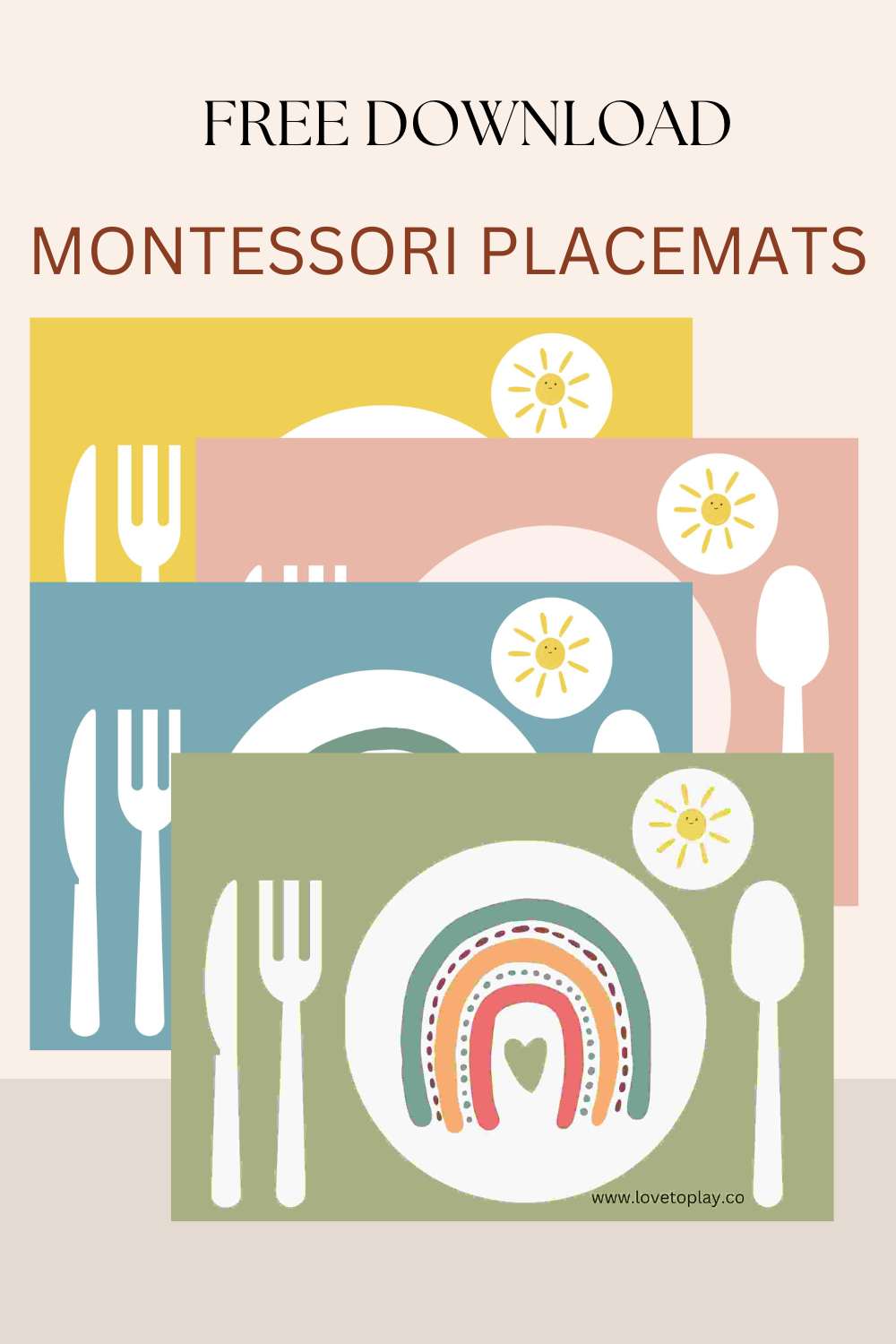 Free placemats for toddlers and preschoolers