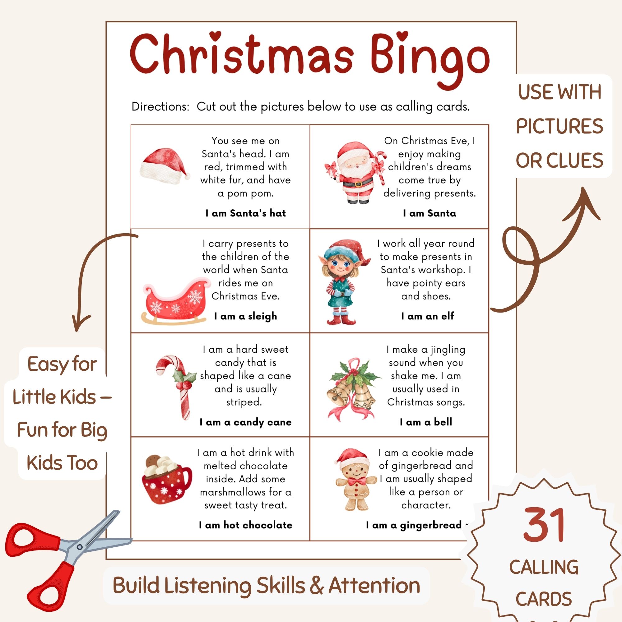 christmas bingo printable game