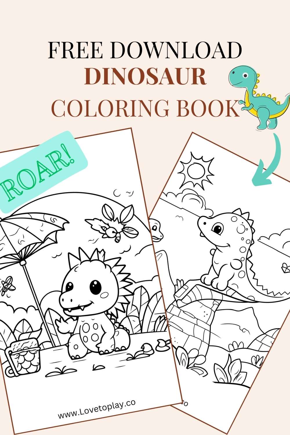 Dinosaurs coloring book free printable