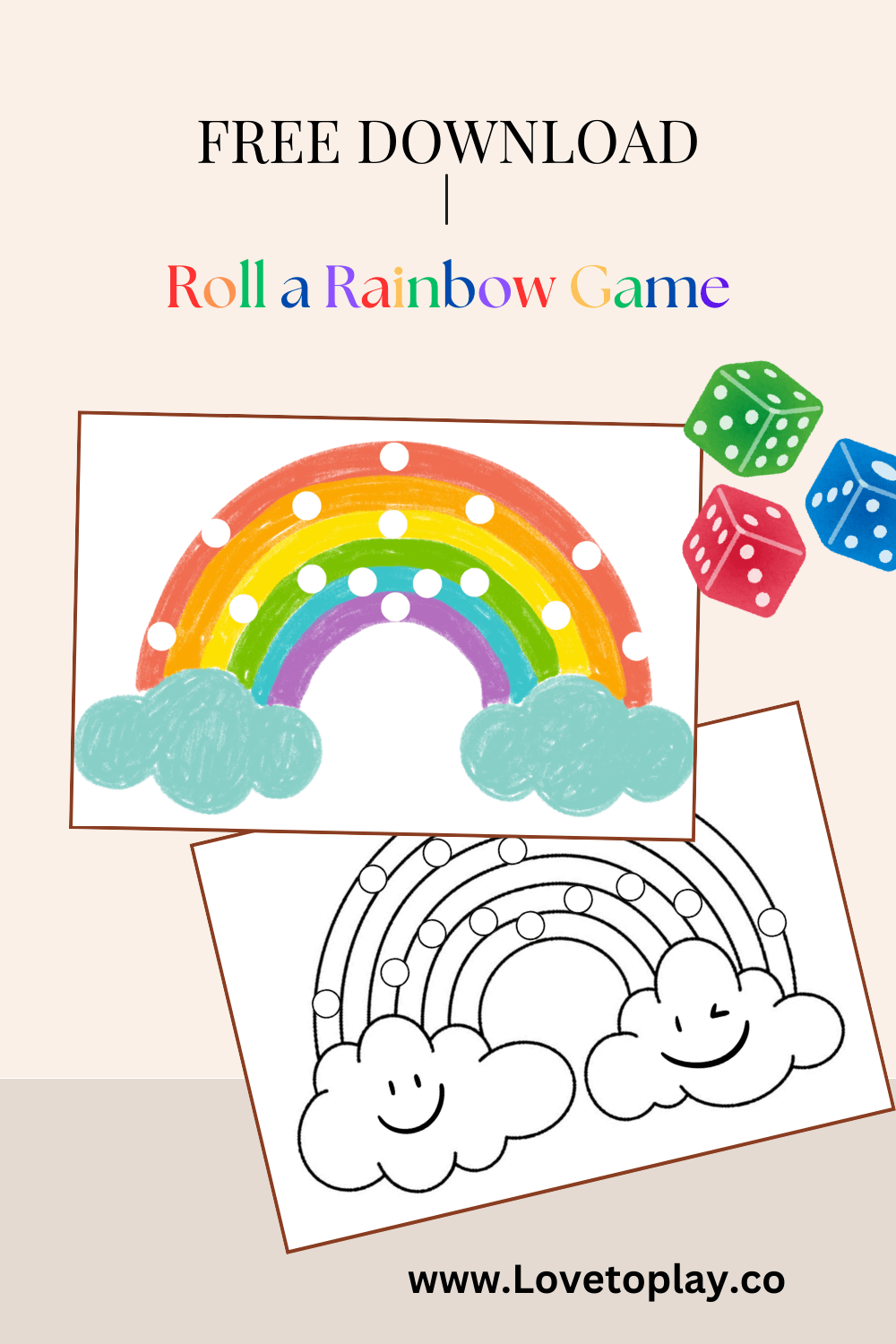 roll a rainbow board game free printable