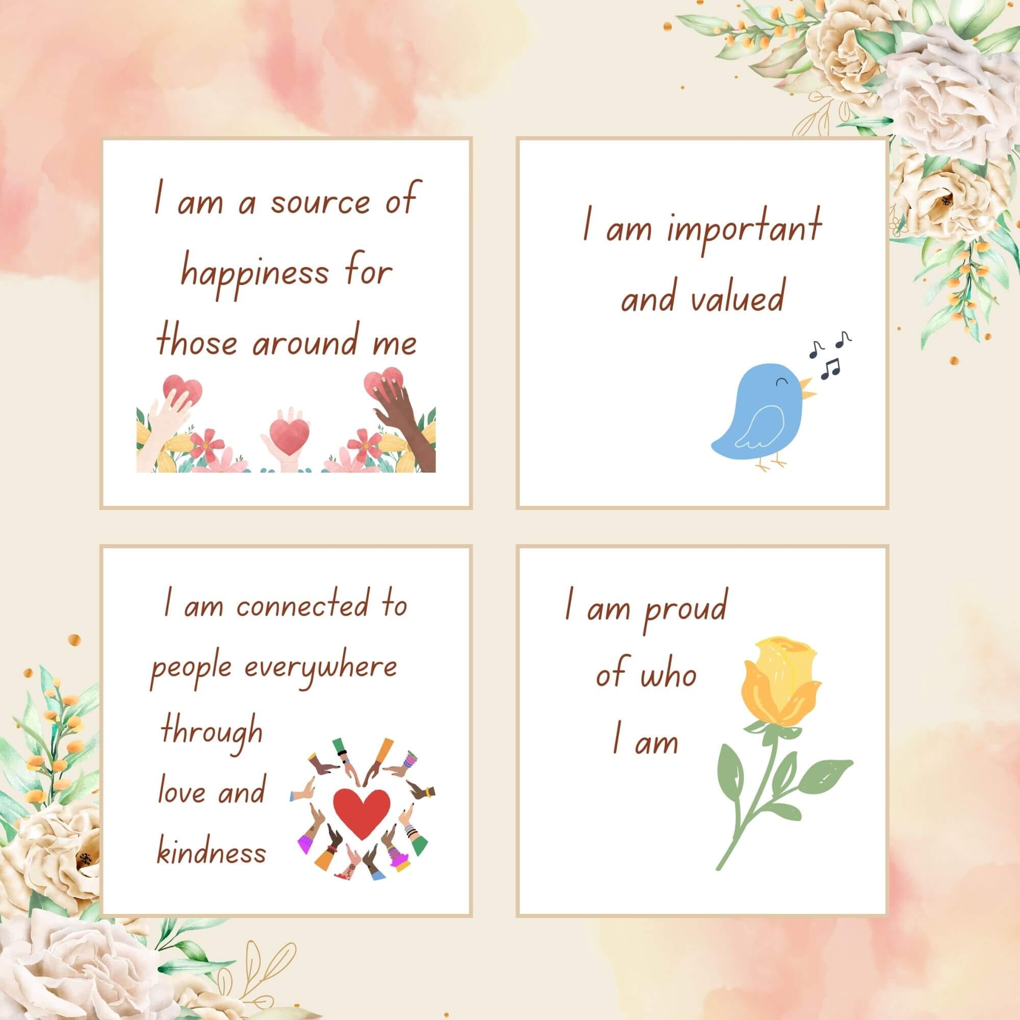 kids affirmation self-esteem cards