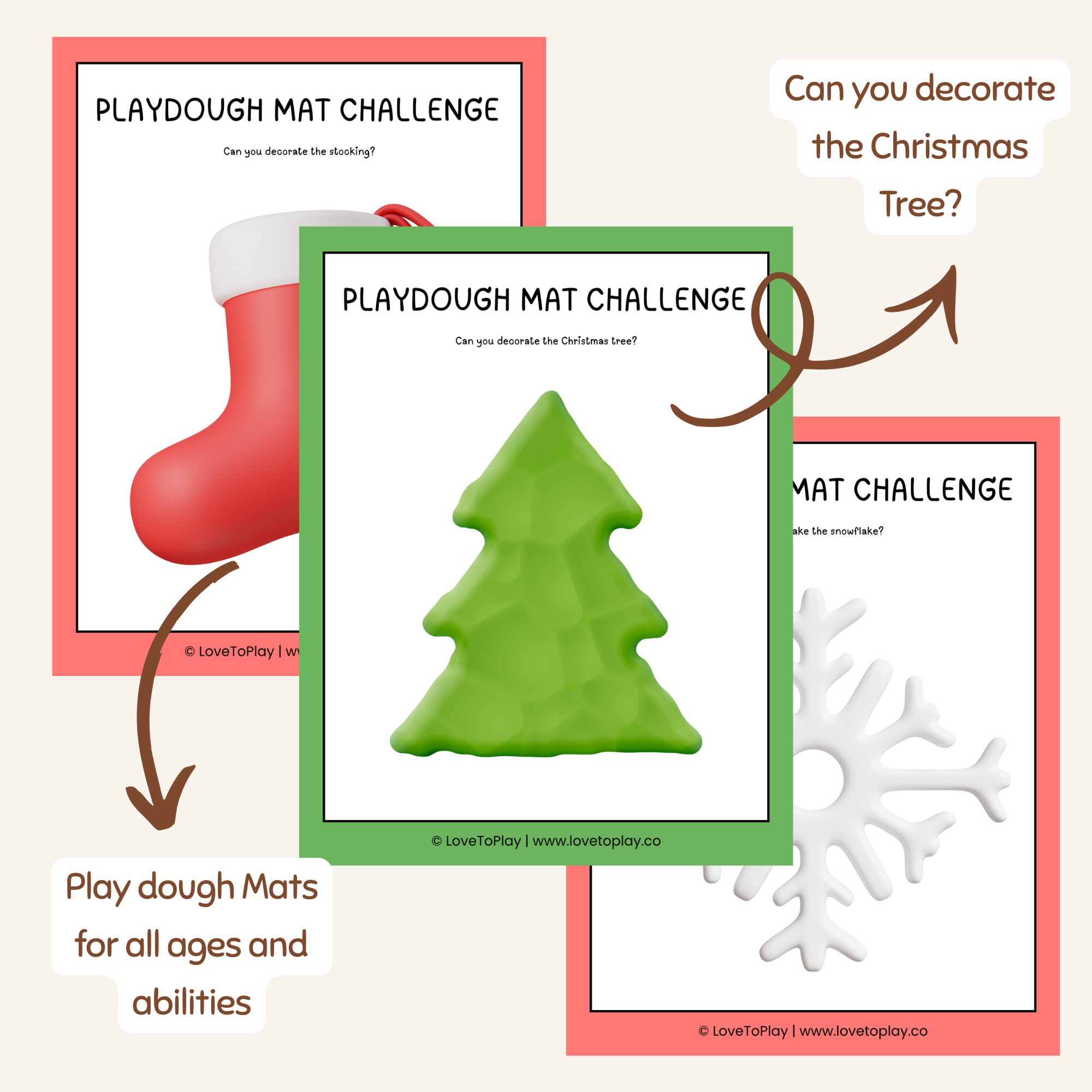 PRINTABLE CHRISTMAS PLAY DOUGH MATS