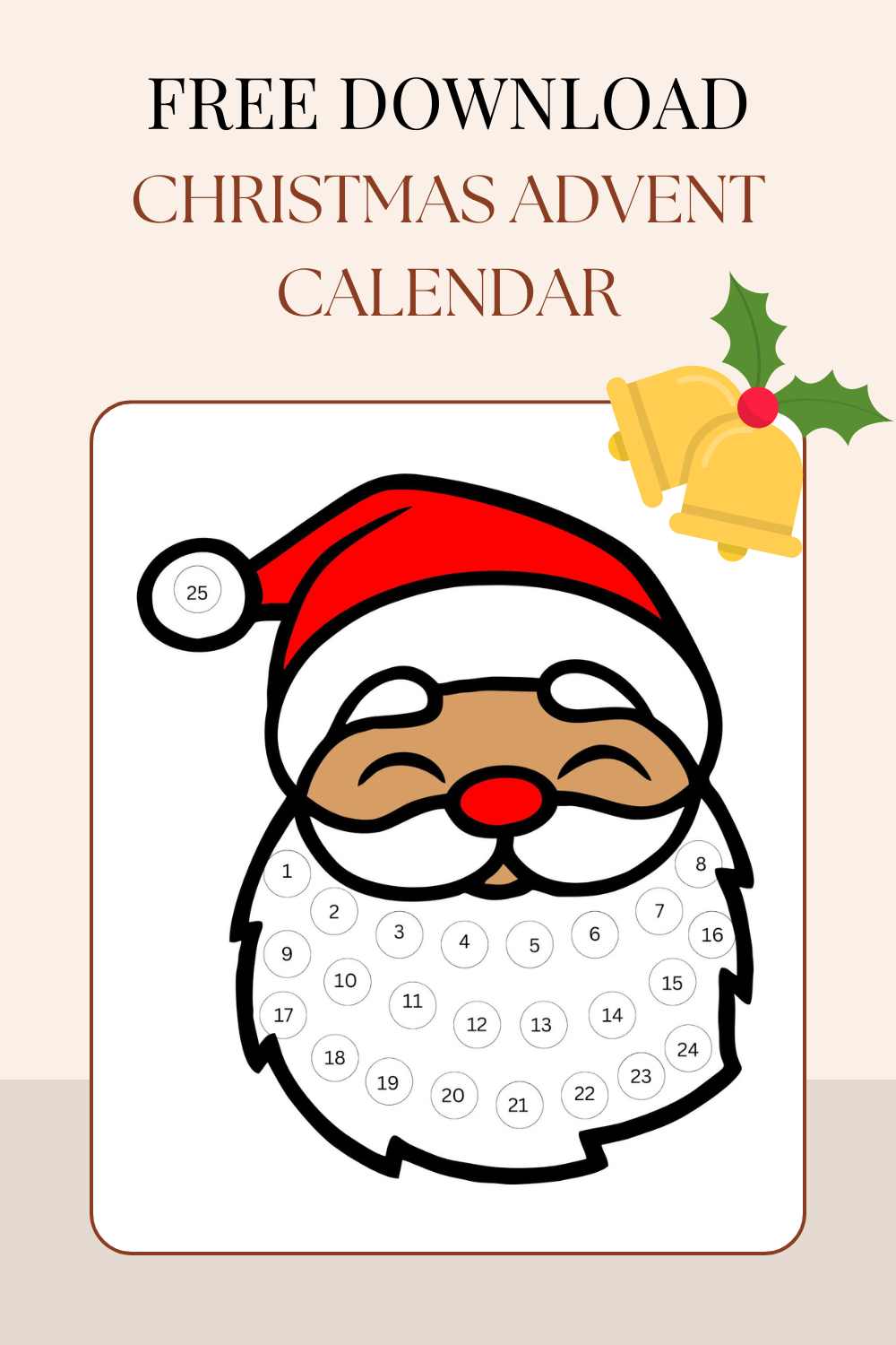 santa advent calendar free printable