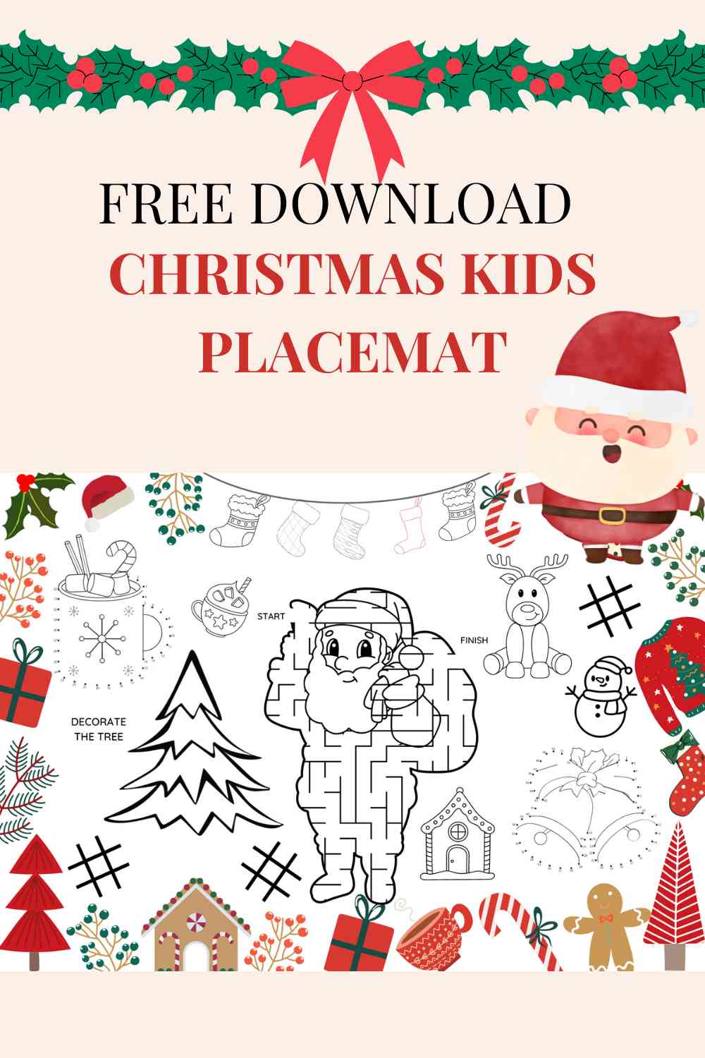 free Christmas kids placemats