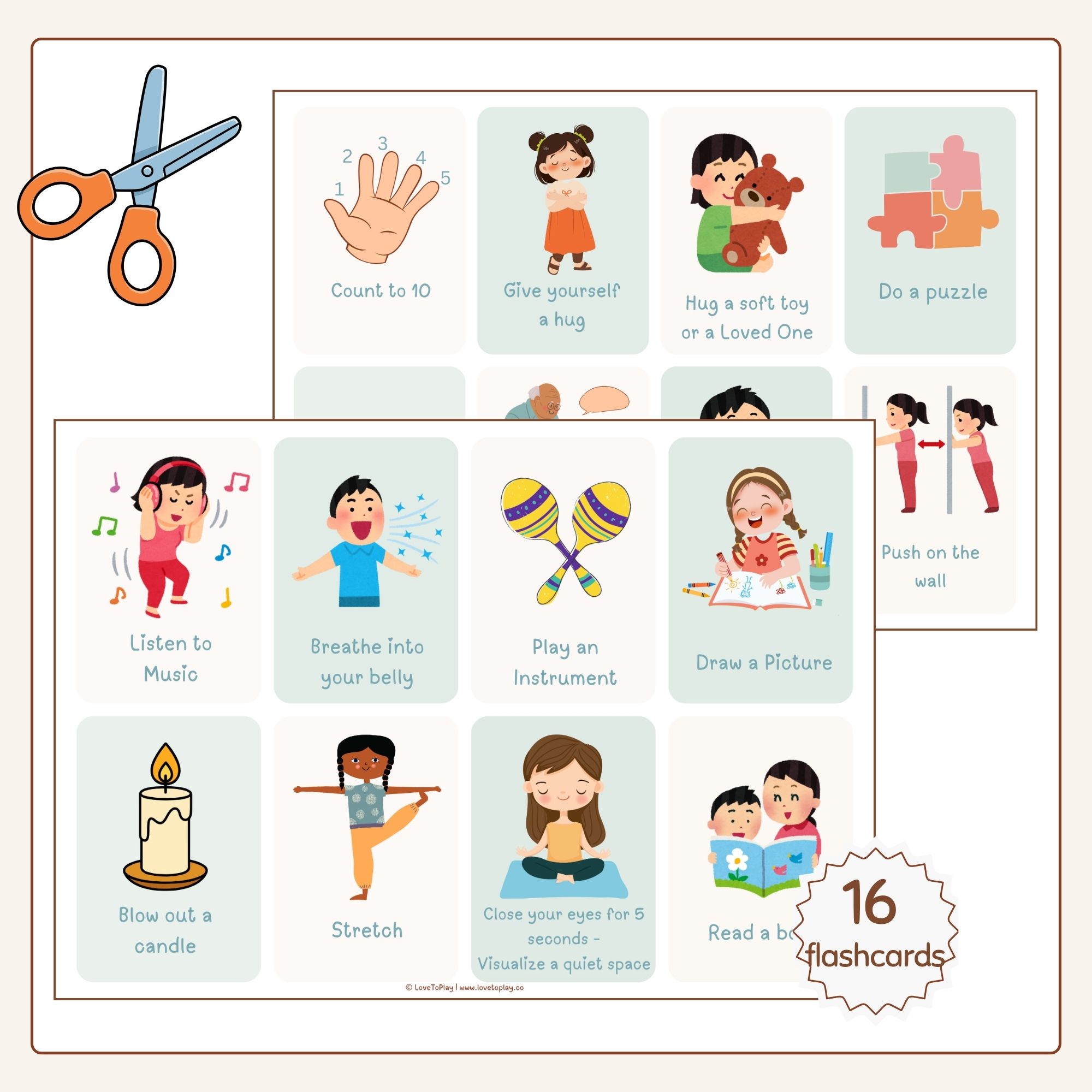 calm strategies kids flashcards