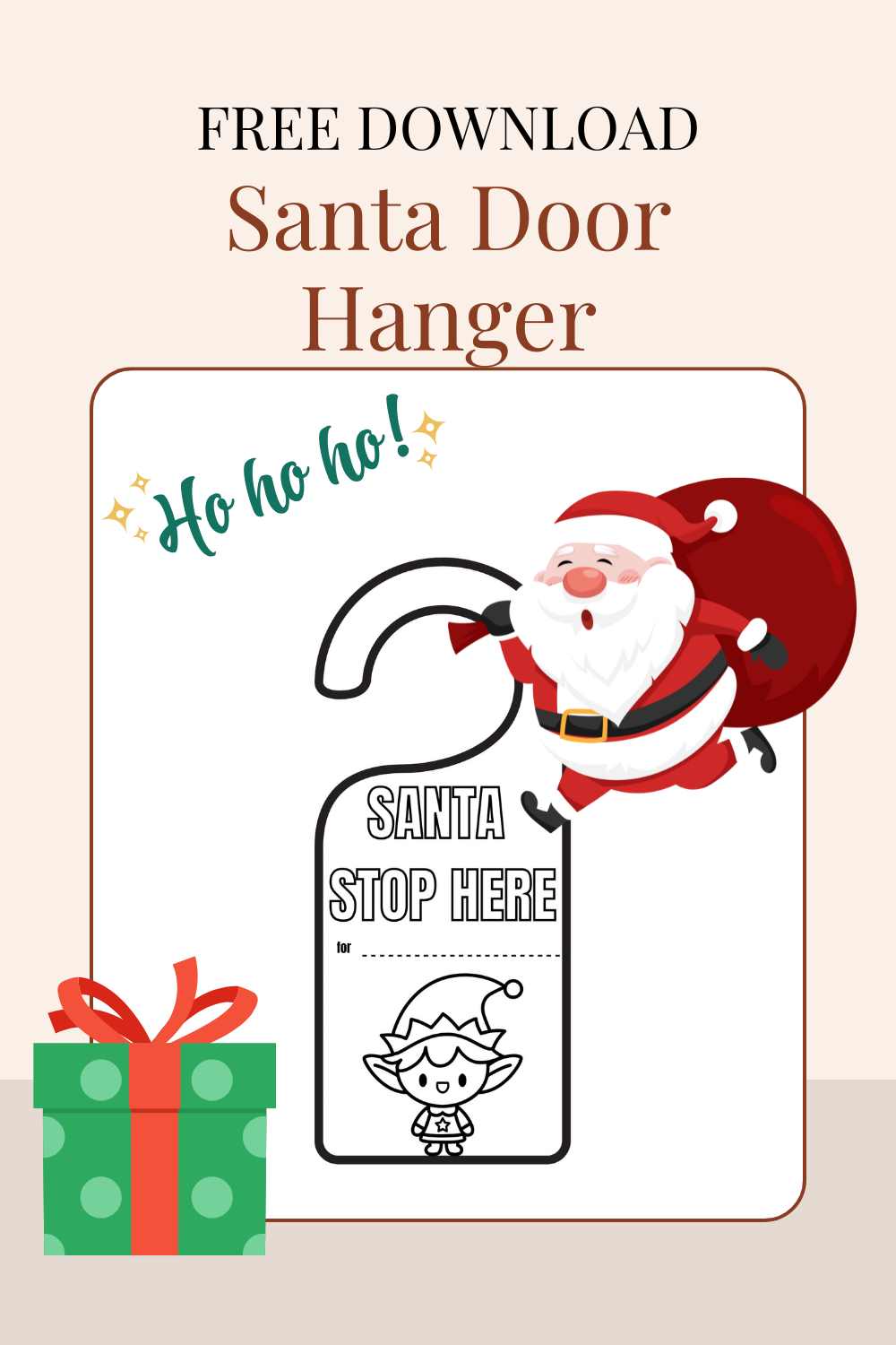 santa door hanger free printable craft
